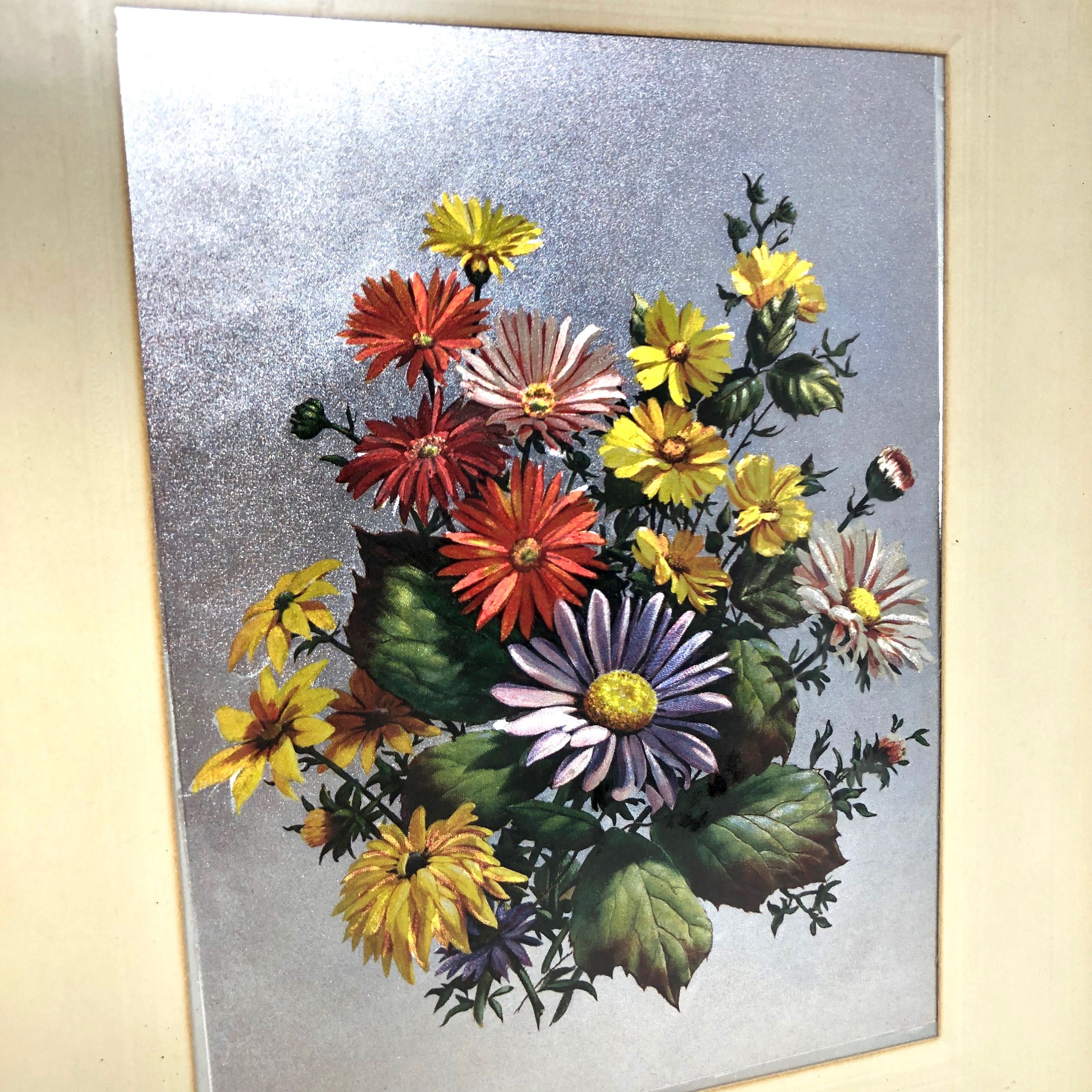 Vintage Foil Flower Bouquet Wall Art Colorful Foil Art Retro Etsy