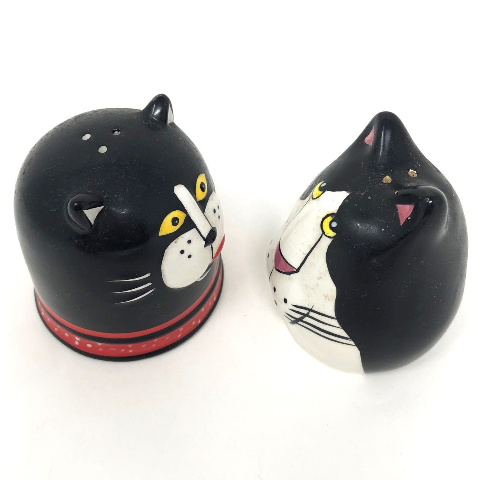 Cat Salt and Pepper Shaker Set Ceramic Cat Figurines Cute Etsy