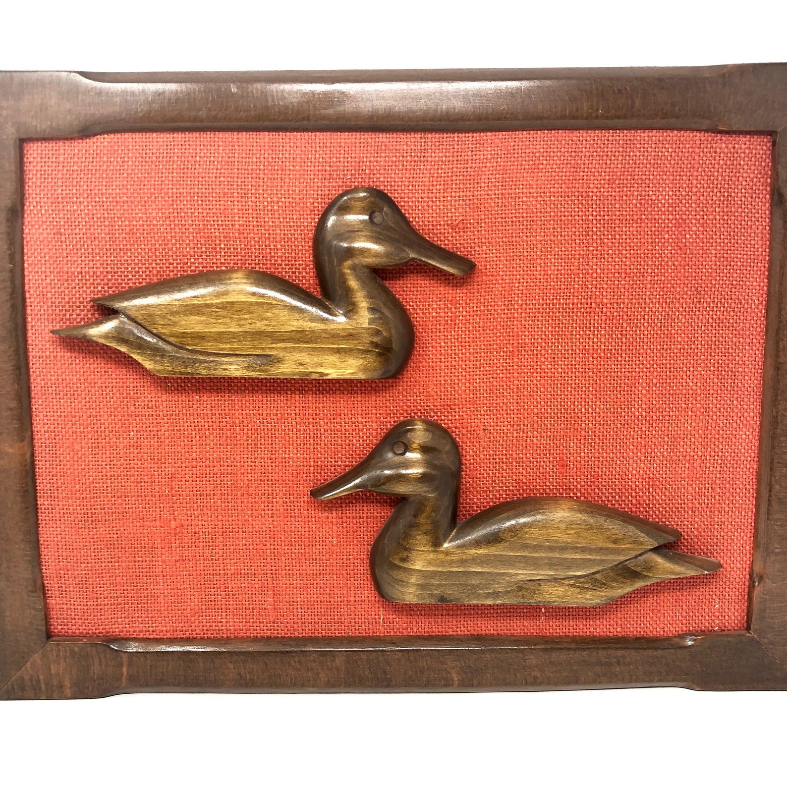 Mid Century Wood Duck Wall Art Teak Wood Duck Framed Art Etsy