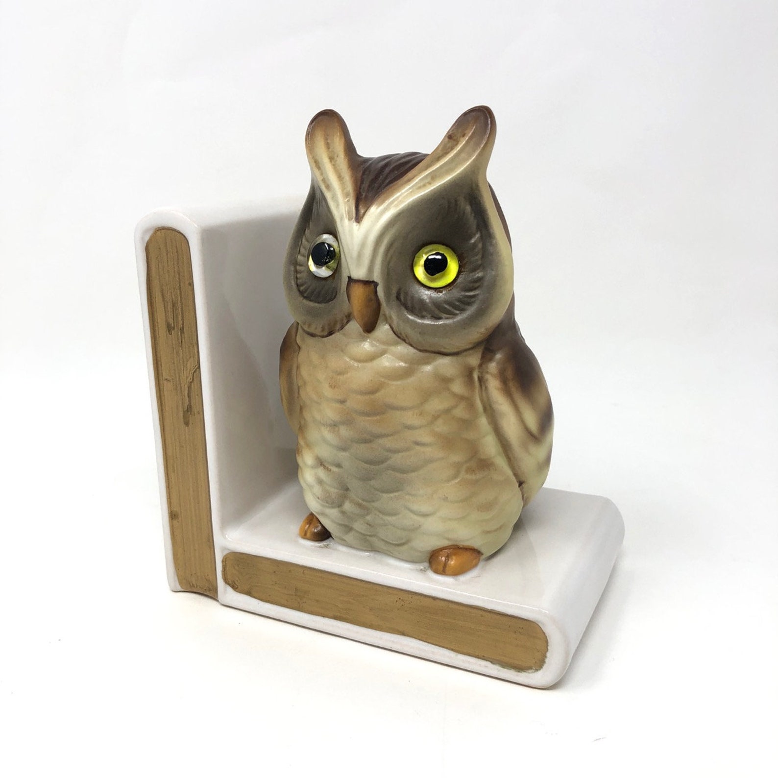 Vintage LEFTON Ceramic Owl Bookend Owl Lover Gift Owl Book Etsy UK