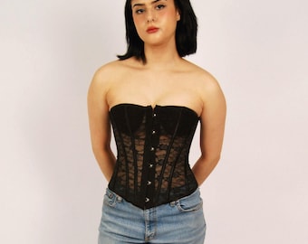 Y2K Corset Top (S) small black vintage