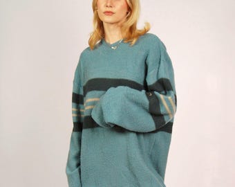 Jersey de rayas de los 90 (XL) azul vintage para hombre