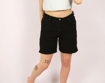 Y2K Levis Jeanshorts (12) svarta vintage dam