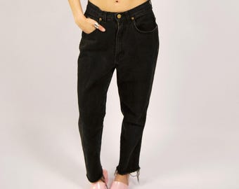 80s High Waisted Jeans (26) black vintage womens