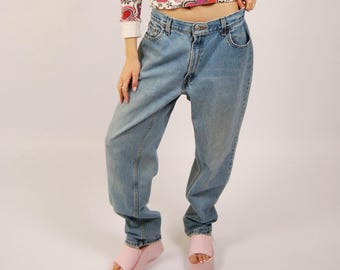 Jaren 90 Levis 550 jeans (12) blauwe denim vintage dames