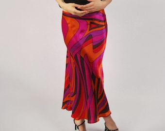 Y2K Funky Print Skirt (S) small purple orange vintage