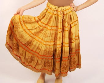 Spódnica maxi boho z lat 90. (XXL) żółta vintage