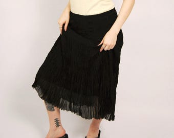 Saia vassoura Y2K (M) midi preta vintage