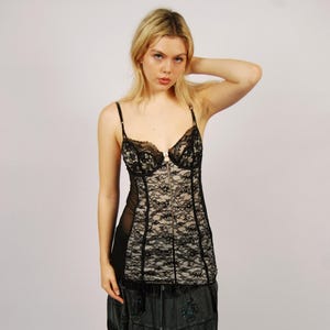black lace low cut dress Black Le Stretch Lace Plunge Mini Dress
