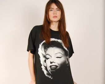 Vintage Marilyn Monroe T-shirt (L) black 90s single stitch top large