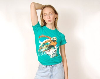 90s Rocketeer T-Shirt (S) green science fiction superhero single stitch small