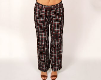 Y2K Low Rise Pants (5/6) vintage black plaid straight leg