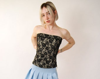 Tripp NYC Corset (S) vintage y2k black floral lace small