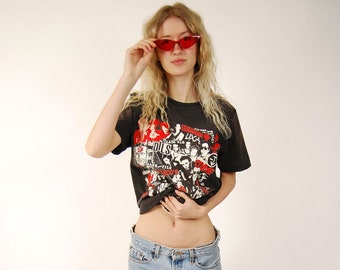 Y2K Punk T-shirt (M) vintage black band crime dead kennedys lewd
