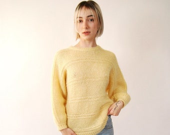 Vintage Mohair Sweater 60s 70s cream ivory white oversize women