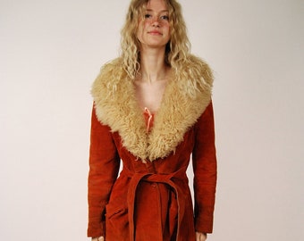 70s Penny Lane Coat (M) mahogany vintage suede shearling women medium