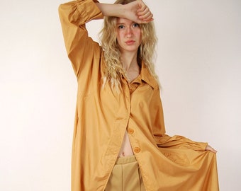 70s Thin Trenchcoat (M) vintage tan lightweight long women medium
