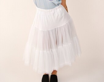 70s Layered Tutu (S) vintage white petticoat skirt lace slip small