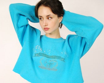 New Orleans Crop Sweatshirt (XL) blue 90s vintage louisiana women