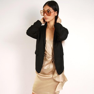 Vintage Stripe Blazer (16) y2k black white button up pinstripes pin