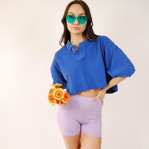 90s Crop Polo XL vintage blue eddie bauer shirt women top image 1