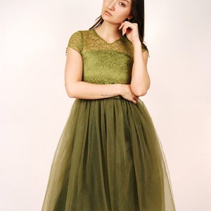 Vintage Fairy Dress S moss green y2k ball gown small image 1
