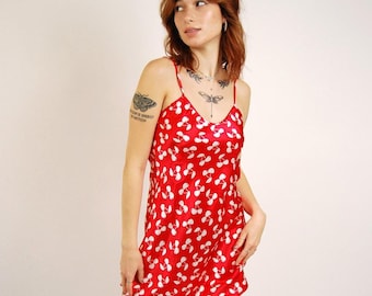 Kleid Cherry Print (M) rotem Satin Slip medium