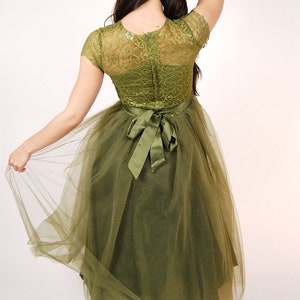 Vintage Fairy Dress S moss green y2k ball gown small image 3