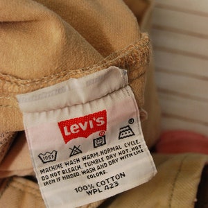 Tan Levis Jeans 30 vintage 90s straight leg 501 image 9