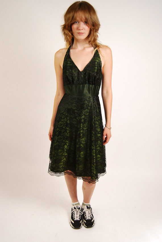 green emerald velvet dress Mallorie Halter Mini Dress Green Check main image 0