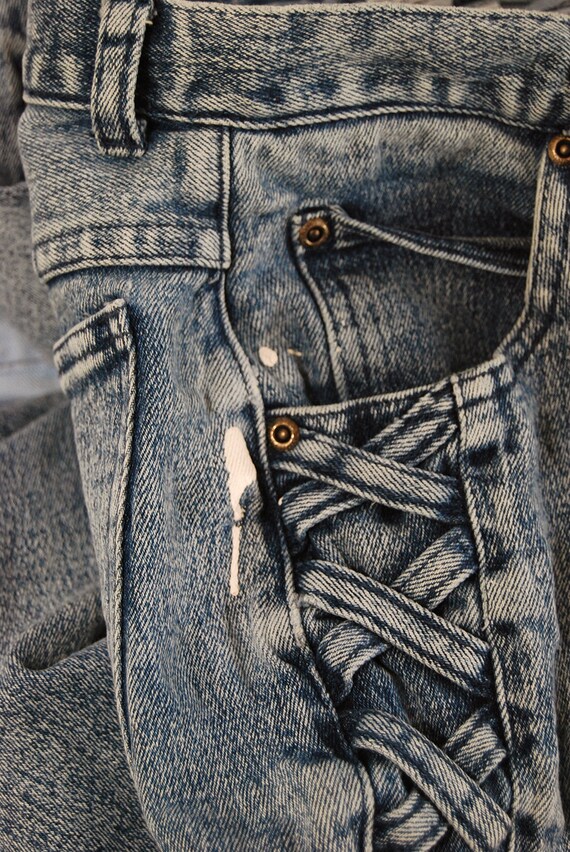 80s Criss Cross Jeans (24) vintage blue high wais… - image 9