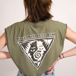 Dave Matthews Band Crop Top (XL) Vintage 90s Green T-shirt Women