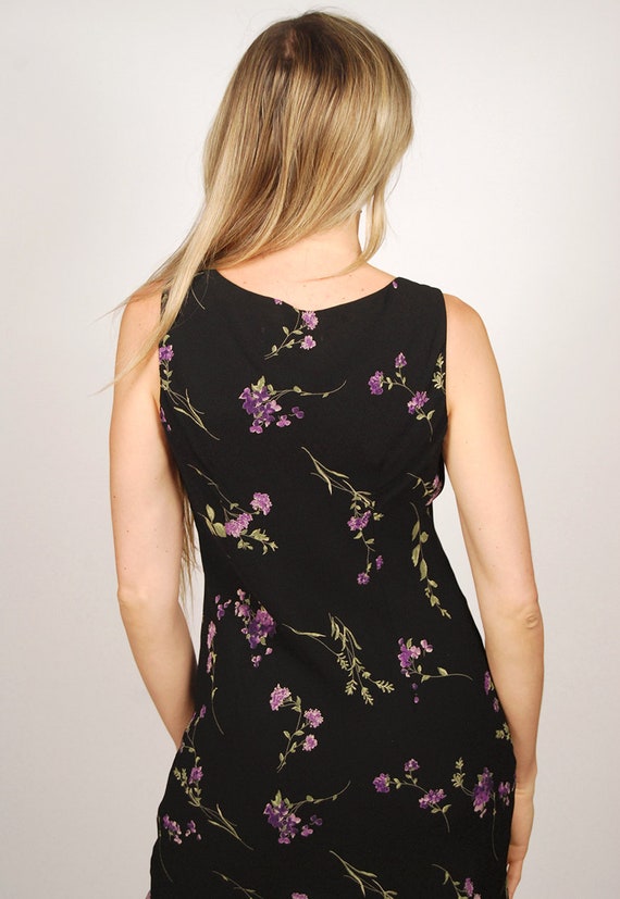 Vintage Floral Dress (6) black 80s mini ruffle me… - image 7