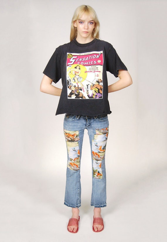 90s Wonder Woman T-shirt (L) Vintage Black Sensation Comics 