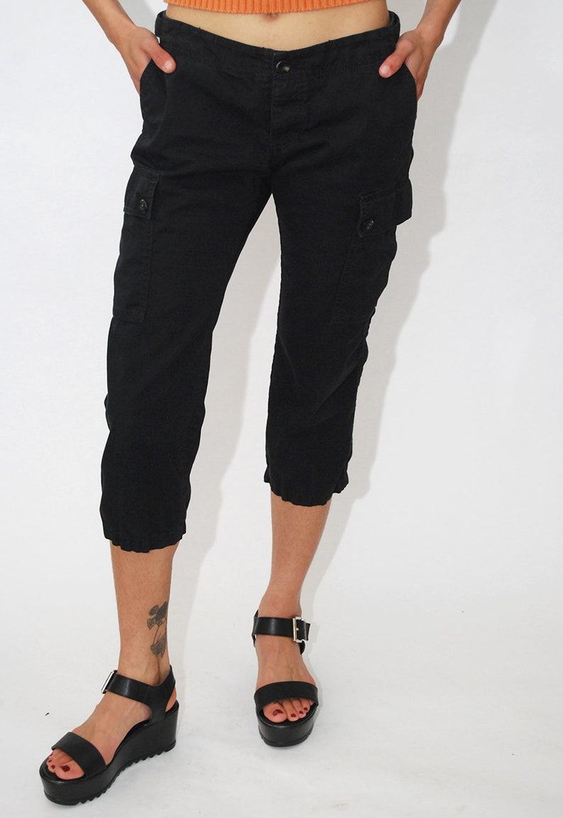 Y2K Cargo Pants 6 vintage black capri low rise women 30 polo | Etsy