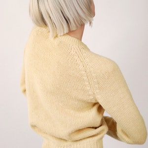 50s Wool Cardigan M cream suede knit sweater women medium image 8