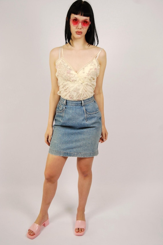 Banana Republic, 80s Banana Republic Denim Skirt (S) blue vintage