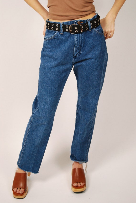 Vintage Wrangler Jeans (29) dark blue 90s crop wo… - image 4