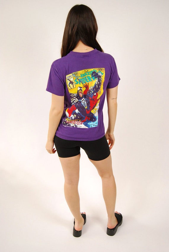 90年代 スパイダーマン Tシャツ (M) ヴィンテージ パープル メンズ 