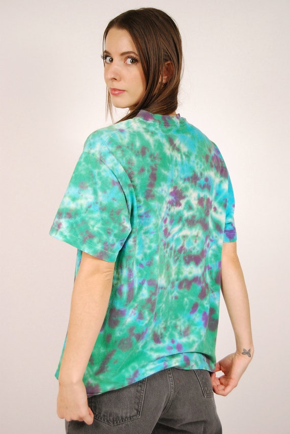 90s Weed T-shirt (L) vintage teal tie dye marijua… - image 6