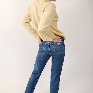50s Wool Cardigan M cream suede knit sweater women medium image 3
