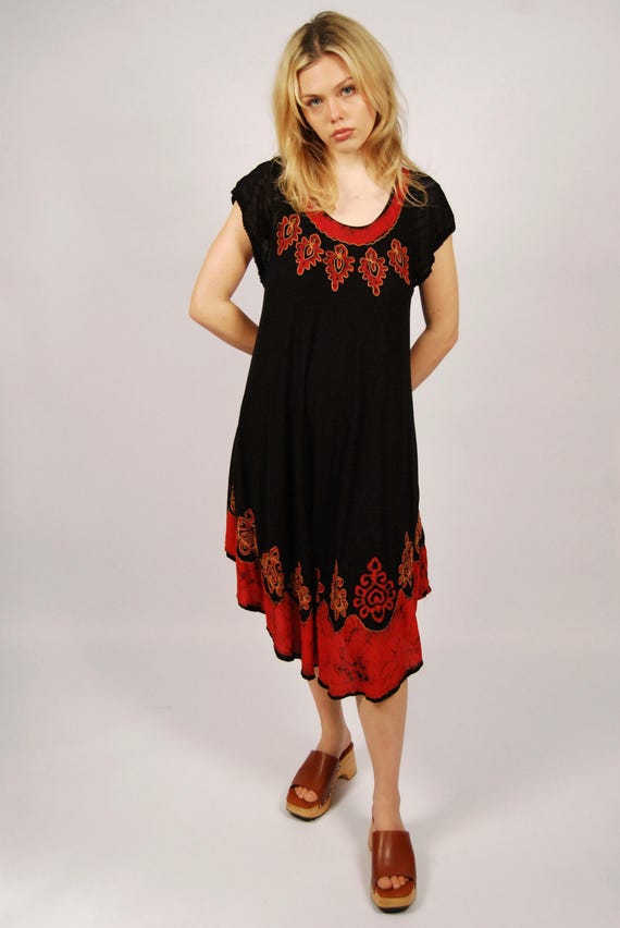 black and red tie dye dress Widow Tie Dye Handkerchief Mini Dress