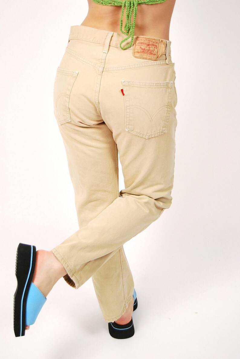 Tan Levis Jeans 30 vintage 90s straight leg 501 image 4