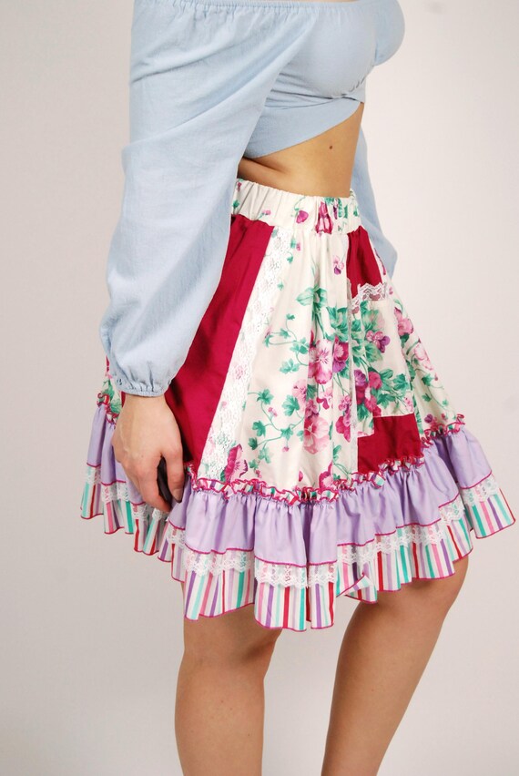 80s Patchwork Skirt (M) medium multiprint vintage… - image 5