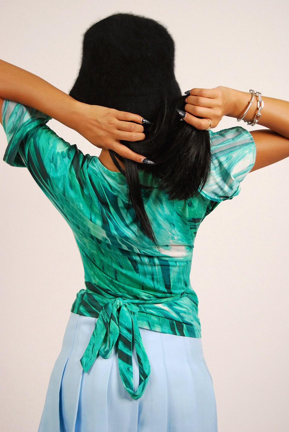 Y2K Bebe Top (S) Vintage Jungle Green Wrap Tie Blouse Small - Etsy