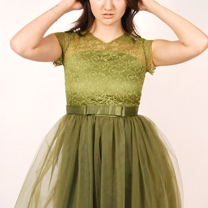 Vintage Fairy Dress S moss green y2k ball gown small image 5
