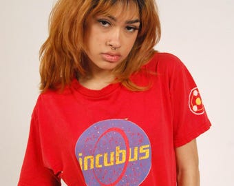Y2K Incubus T-shirt (M) vintage red space agency men women medium