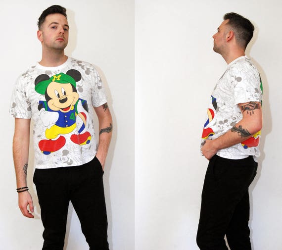 MICKEY MINNIE MOUSE Disney Long Sleeve Shirt Top Vintage Loose PLUS SIZE Tee Top