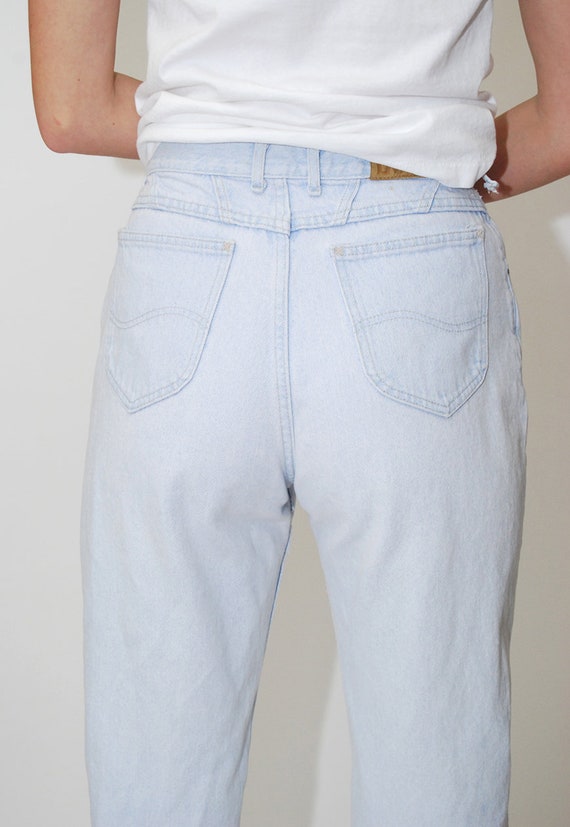 Long Faded Jeans (29) vintage 80s light blue wash… - image 8
