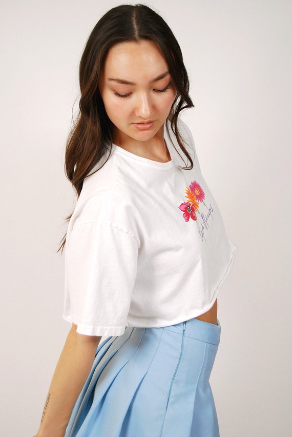 Floral Crop Top (XL) vintage y2k white t-shirt fr… - image 6